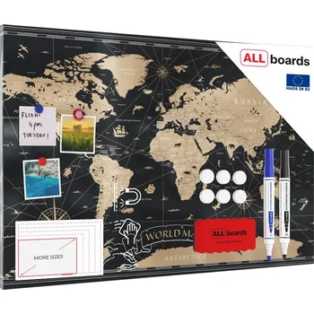 Obraz Allboards magnetická bezrámová kovová tabule s potiskem 90x60cm - mapa světa,MB96_00026