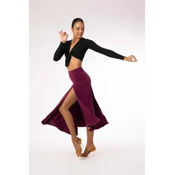Dámská sukně Intermezzo,Delší sukně s rozparkem 7016, vínová XXL