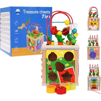 Hračka pro nejmenší Ramiz Dřevěná multifunkční kostka