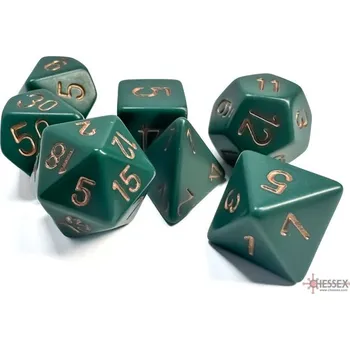 Příslušenství k deskovým hrám Chessex Sada 7 kostek Chessex - Tmavě zelená / Měděná - 25415