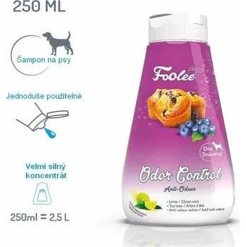 Kosmetika pro psa Šampon pro psy Foolee Beauty Odor Control s tea tree pro odstranění zápachu Objem: 250 ml