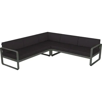 Zahradní pohovka Tmavě šedá zahradní rohová pohovka Fermob Bellevie 231 cm s šedozelenou podnoží