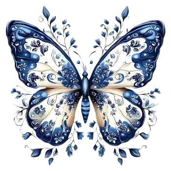 Nažehlovací obrázek - modrobílý motýl (dva rozměry), Velikost: Malý