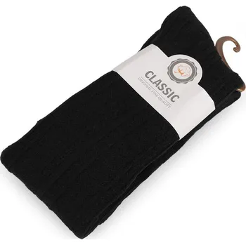 Dámské ponožky Dámské bavlněné nadkolenky vzorované - 4 černá