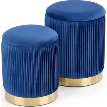 Taburet Sada 2 taburetů MONTY — kov, látka, modrá