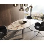 DELIFE Jídelní stůl Edge oválný 220x120 keramika Iris FMG Patagonia Lappato Zenthara hranatý nerezová ocel