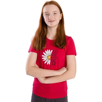 Dívčí tričko Dívčí tričko Betty mode červené s kopretinou