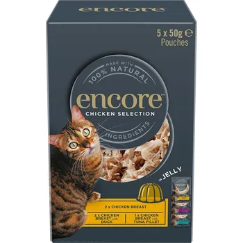 Krmivo pro kočku 5x50g Encore Jelly Pouch Mix - Chicken Selection (3 druhy)