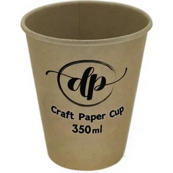 Jednorázové nádobí Kelímky KRAFT 350ml jednovrstvé - s potiskem Cenové rozmezí: 5000 - 9999 ks s potiskem