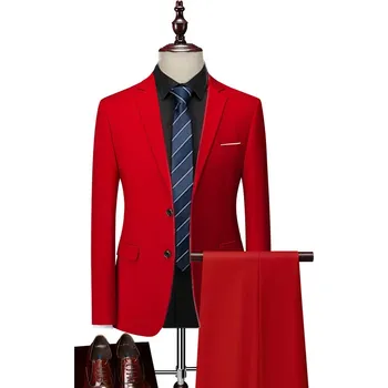 Společenský pánský oblek MC117 Velikost: L, Barva (Varianta): Sada 2 ks červená