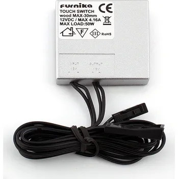 Příslušenství pro LED osvětlení Dotykový vypínač pro LED osvětlení nábytku – pro LED pásky a lampy, montáž skrz desku, 12 VDC