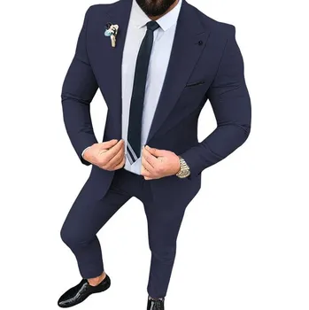 Pánský oblek Svatební a plesový oblek s vestou 3v1 Velikost: 3XL, Barva (Varianta): Sada 2 ks Navy