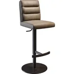 DELIFE Barová židle Pela-Flex pravá kůže tmavě béžová otočná podnož výškově nastavitelná kov černá otočná taštičkové pružiny