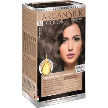 Barva na vlasy Oyster Cosmetics Argan Silk Color 5,0 Světle hnědá