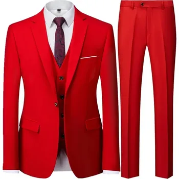 Pánský oblek Kvalitní pánský oblek MC134 Velikost: M, Barva (Varianta): 1 knoflík Red