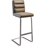 DELIFE Barová židle Pela-Flex pravá kůže tmavě béžová jídelní židle plochý nerezová ocel taštičkové pružiny