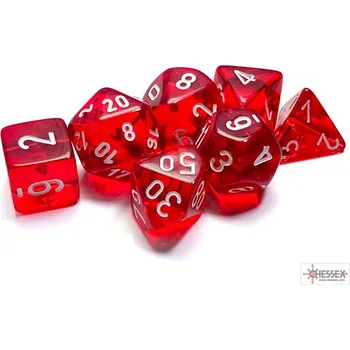 Příslušenství k deskovým hrám Chessex Sada 7 kostek Chessex - Translucent Red / white - 23074