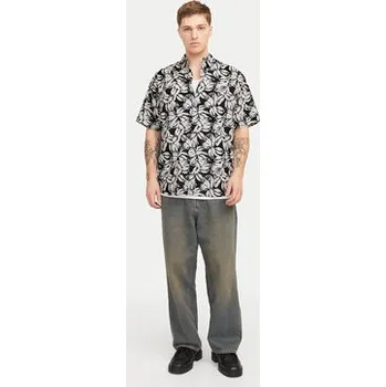 Pánská košile Jack & Jones Košile Joshua 12271089 Černá Wide Fit M