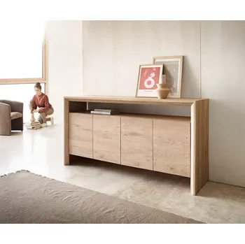 Komoda DELIFE Komoda Assuan 175 cm dub bělený 4 dvířka 1 přihrádka