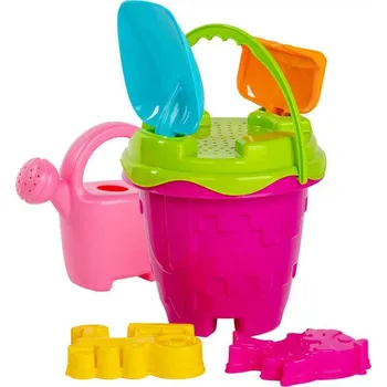 Hračka na písek PL Sada na písek holčičí kyblík zámek set s konvičkou a nástroji 7ks různé barvy