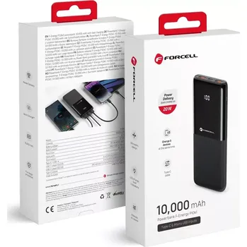 Powerbanka Powerbanka FORCELL F-ENERGY P10k1 PD QC3.0 3A 20W 10 000 mAh černá (Externí záložní baterie - FORCELL F-ENERGY P10k1 powerbanka PD QC3.0 3A 20W 10 000 mAh černá)
