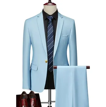 Pánský oblek Formální pánský oblek MC123 Velikost: L, Barva (Varianta): 1 knoflík Sky Blue