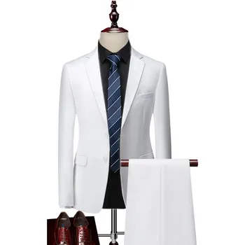 Společenský pánský oblek MC117 Velikost: M, Barva (Varianta): Sada 2 ks bílá