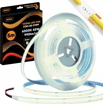 BERGE LED pásek COB Neon 12V - 480D - 9W/m - IP20 - 990lm - 5m - studená barva