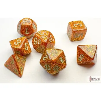 Příslušenství k deskovým hrám Chessex Sada 7 mini kostek Chessex - Glitter Gold / silver - 20503