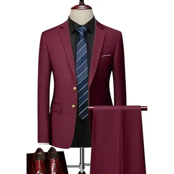 Pánský oblek levně na každou příležitost Velikost: S, Barva (Varianta): 2 knoflíkys wine