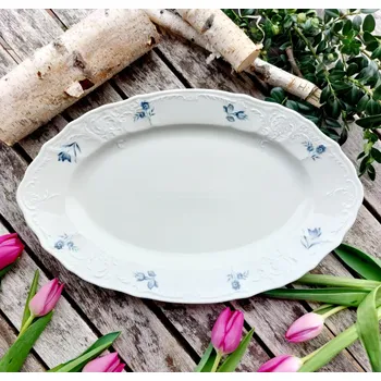 BERNADOTTE IVORY mísa oválná 36 cm, modrá květina, Thun 1794 (Porcelánová mísa 2. jakost)