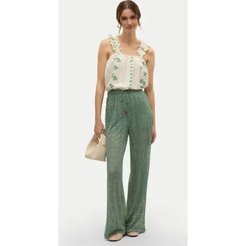 Vero Moda Kalhoty z materiálu Maya 10325044 Zelená Wide Leg L