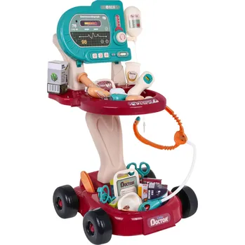 Dětská kuchyňka Ramiz Dětský lékařský set 3+ Vozík + EKG panel 24 el. Kardiolog Zubař Ortoped Zdravotní sestra