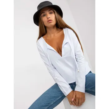 Dámská tunika Bílá basic halenka s dlouhým rukávem RUE PARIS RV-