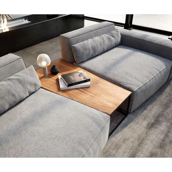 Konferenční stolek DELIFE Konferenční stolek Tatius 120x40/70 akácie přírodní podnož černá vhodný pro Sirpio Trapeztisch