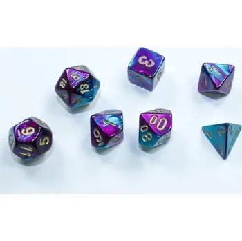 Příslušenství k deskovým hrám Chessex Sada 7 mini kostek Chessex - Gemini Purple - Teal / gold - 20649
