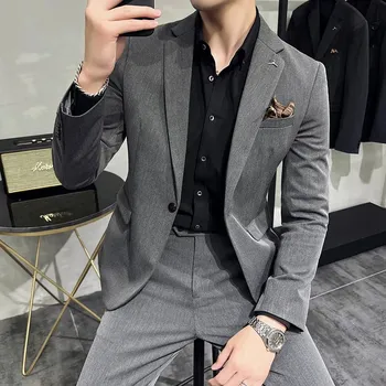 Pánský oblek Oblek do práce luxusní office styl Velikost: XL, Barva (Varianta): 2v1 set zhong hui 2