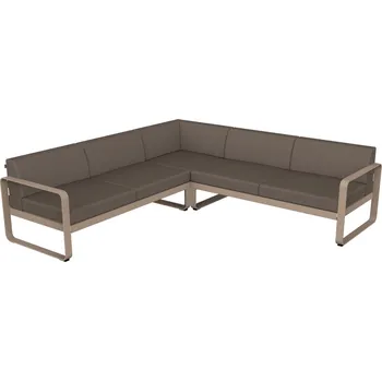 Zahradní pohovka Šedohnědá zahradní rohová pohovka Fermob Bellevie 231 cm se světle šedou podnoží