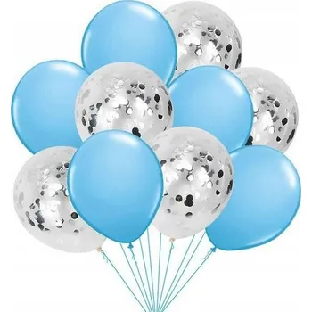 Balónek Narozeninové balónky MODRÉ KONFETY křest ROCEK