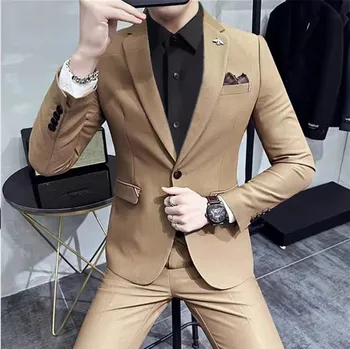 Pánský oblek Pánský oblek pro každou příležitost MC229 Velikost: L, Barva (Varianta): Sada 2 ks Khaki