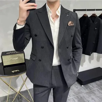 Pánský oblek Oblek do práce luxusní office styl Velikost: 3XL, Barva (Varianta): Sada 2 ks tmavě šedá 2