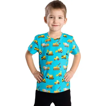 Chlapecké tričko Chlapecké tričko Betty mode stavební stroje tyrkys