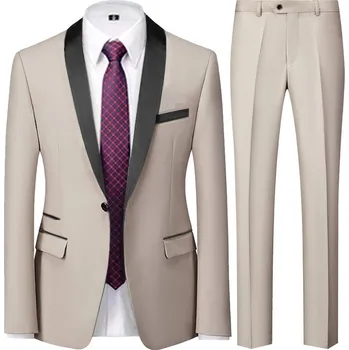 Luxusní a kvalitní oblek na společnost Velikost: L, Barva (Varianta): Sada 2 ks Béžová