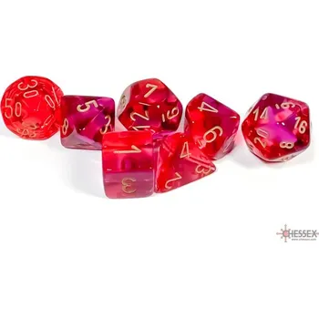 Příslušenství k deskovým hrám Chessex Sada 7 kostek Chessex - Gemini Translucent Red - Violet / gold- 26467