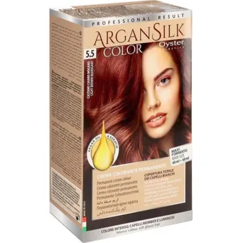 Barva na vlasy Oyster Cosmetics Permanentní barva na vlasy ARGAN SILK 5,5, světle červenohnědá