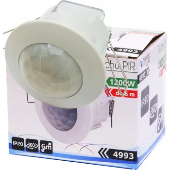 Pohybové čidlo Podomítkový senzor pohybu pro LED, 1200W, bílý