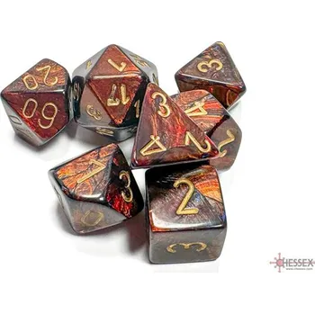 Příslušenství k deskovým hrám Chessex Sada 7 kostek Chessex - Scarab Blue Blood / gold - 27419