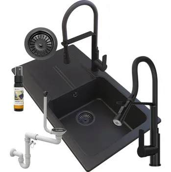 Granitový dřez Jednokomorový dřez Granitan TASOS, černý granit