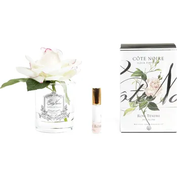 Aroma difuzér Côte Noire parfémovaná růže Pink Blush v čiré váze