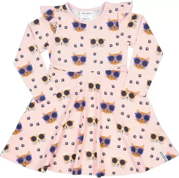 Dívčí šaty Bambusové dětské šaty s dlouhým rukávem Pink Cool Cats Geggamoja Velikost: 86/92